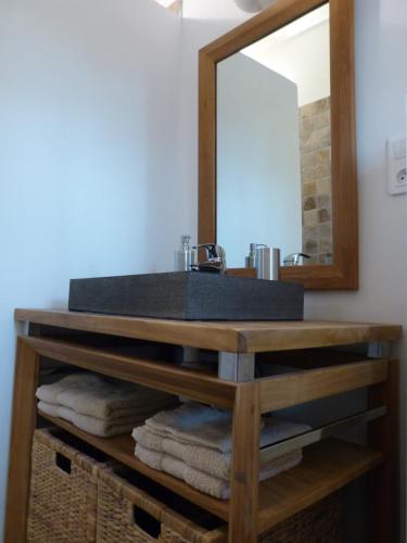 a bathroom with a sink and a mirror at Le Mas d'Isnard in Arles