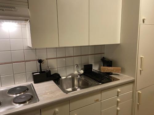 a kitchen with a sink and a counter top at Comfort 1 and 2BDR Apartment close to Zurich Airport in Zürich