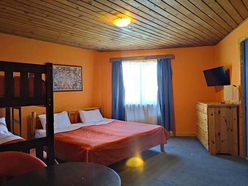 a bedroom with a bed and a window at Panorama in Gudauri