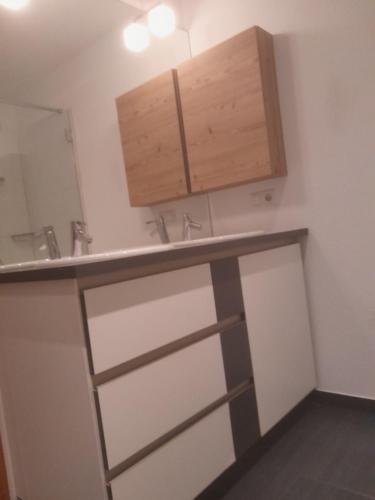 Kuchyň nebo kuchyňský kout v ubytování Haus Hotz Apart Talblick