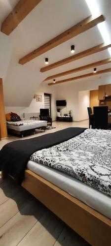 a bedroom with two beds in a room at Apartamenty U Piotra in Czarny Dunajec