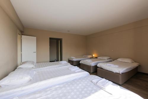a room with three beds in a room at Ambassador Suites Antwerp in Antwerp