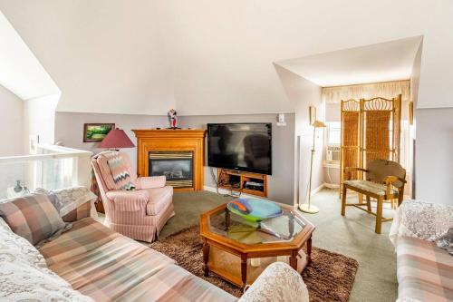 salon z kanapą i telewizorem w obiekcie Ye Olde Walkerville Bed & Breakfast w mieście Windsor