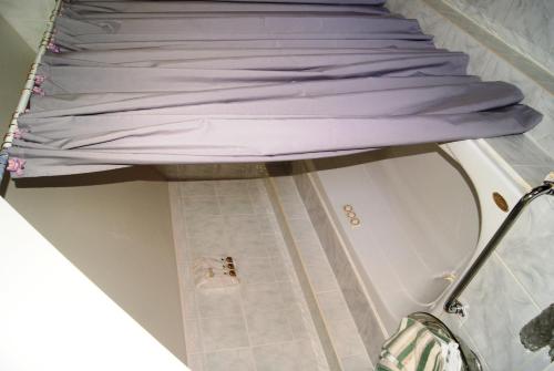a bed in a room with a purple sheet at Ye Olde Walkerville Bed & Breakfast in Windsor