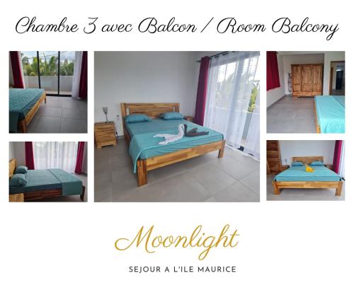 a collage of pictures of a bed and a room at MoonLight Residence in Pointe aux Piments