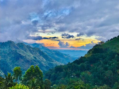 a view of a mountain valley with a sunset at Ella HIDE VIEW in Ella