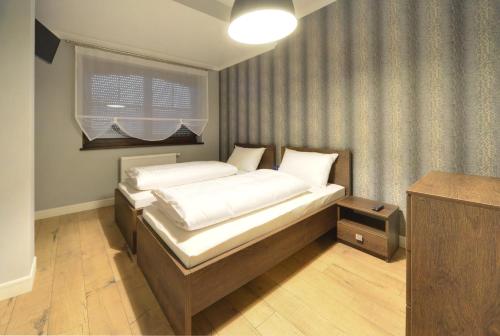 a bedroom with a bed and a television in it at Norweska Dolina Family&Pet-friendly Resort in Szklarska Poręba
