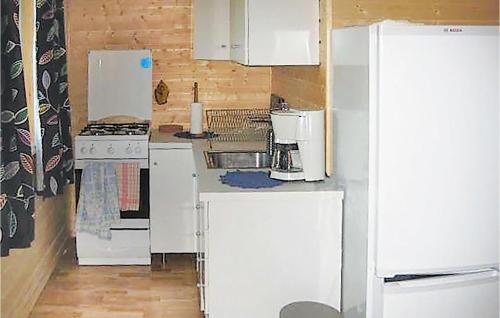 SkipnesにあるAwesome Apartment In Sandstad With Wifiのキッチン(白い家電製品、白い冷蔵庫付)