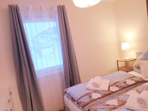 a bedroom with two twin beds and a window at Appartement Fiffinjo in Piesendorf