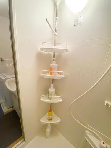 a bathroom with a towel rack and a sink at ラ・フィットヤマト101 in Meinohama