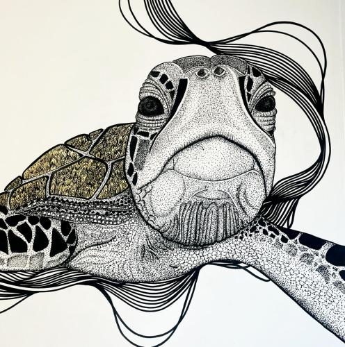 a drawing of a snake with hair at Pousada Low Tide maresias in Maresias
