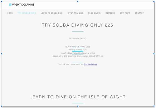 a screenshot of the try square driving only website at SEAVIEW self-catering coastal bungalow in rural West Wight in Freshwater