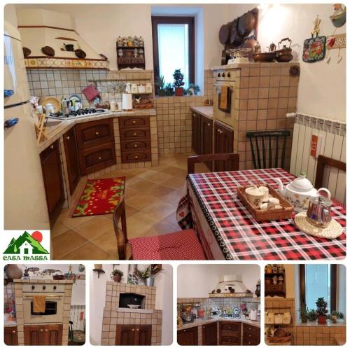 a collage of photos of a kitchen with a doll house at Casa Massa in San Giovanni