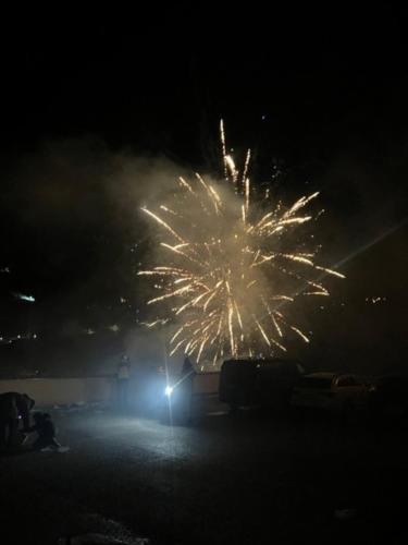 a firework display in the sky at night at Panorama & SPA Apartment Kaiser Franz Josef I im Schillerhof in Bad Gastein