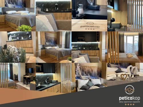 un collage de fotos de una sala de estar en Apartman PETICA KOP A8 Kopaonik en Kopaonik