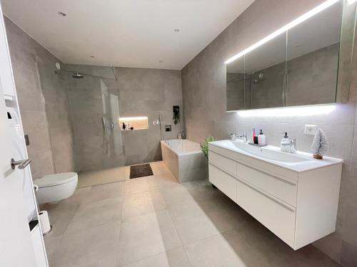 Ένα μπάνιο στο Modern and Spacious 2br apartment only 5,5 km drive from downtown Reykjavik