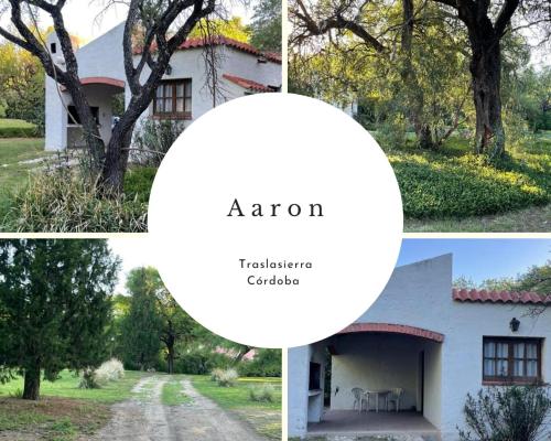 un collage de fotos de una casa y árboles en Hospedajes Serranos, Cabañas Aaron, solo acepto reservas por privado en Villa Las Rosas