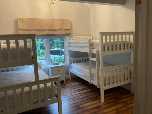 a room with two bunk beds and a window at WELCOME TO BURNT RIVER ESTATE in Kawartha Lakes