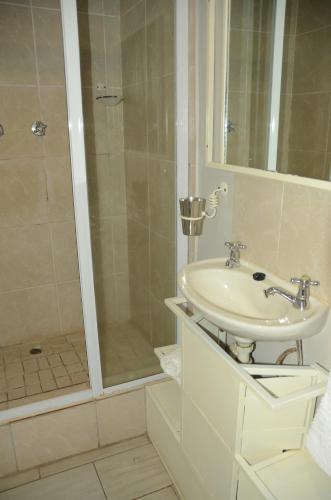 a bathroom with a sink and a shower at Big Tree Midrand in Midrand