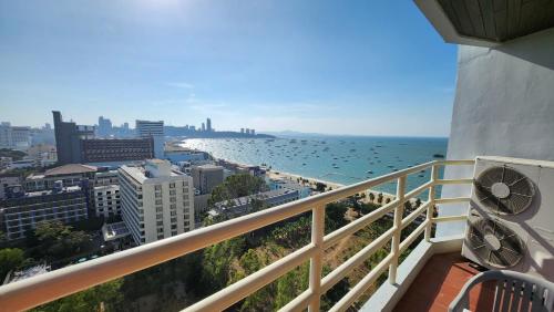 a view of the beach from a balcony of a building at Condo Express View Talay 6 in Pattaya Central