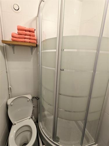 a bathroom with a shower and a toilet at à 30 minutes de tour Eiffel in Montreuil
