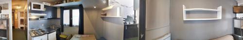 - deux vues sur la cuisine dans l'établissement MyHome - Plein Soleil 36 - Studio cabine 4 pax ski in&out, à Tignes