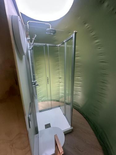 a shower in a green tunnel with a toilet at Villa Ulivi in Filiano