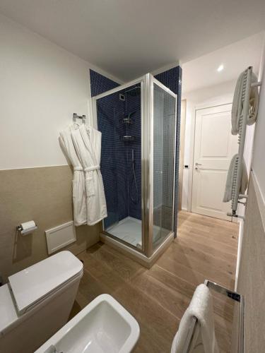 羅馬的住宿－Gio Luxury Home，带淋浴、卫生间和盥洗盆的浴室