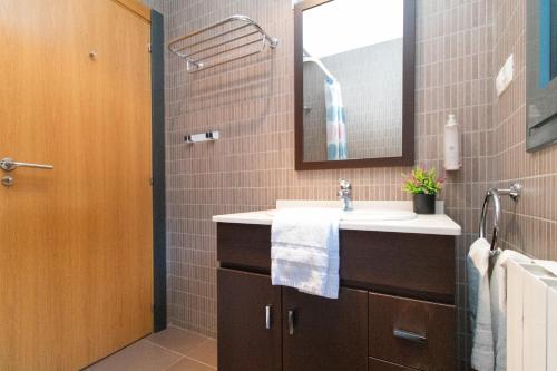 a bathroom with a sink and a mirror at Apartamentos Canillo 3000 in Canillo