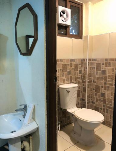 a bathroom with a toilet and a sink at Casa San Pablo B & B in San Pablo