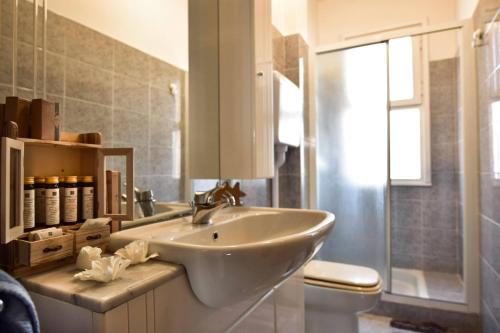 a bathroom with a sink and a toilet at PURA VIDA APARTMENT, Facing Lake Garda in Manerba del Garda