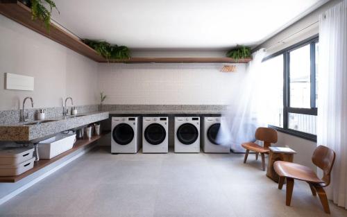 Dapur atau dapur kecil di Studio Estiloso - Garagem Grátis - ao lado do Shopping Pelotas