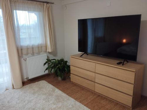 Televízia a/alebo spoločenská miestnosť v ubytovaní Életvirág Rezidencia