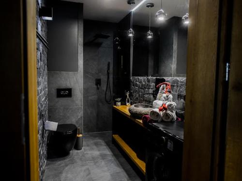 Χώρος καθιστικού στο APARTAMENT PREMIUM BLACK HORS Centrum Ścisłe Deptak -ETIUDA Panoramiczna 2 -Garaż Podziemny