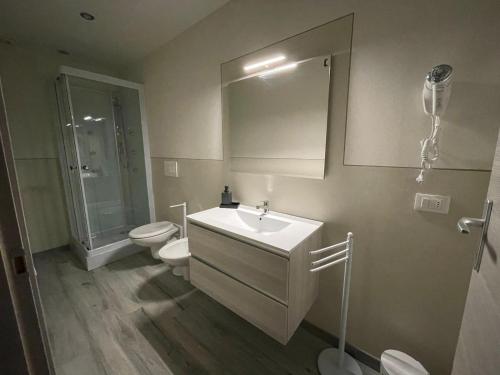 a bathroom with a sink and a toilet and a shower at Rent room Iacopo in Capannori