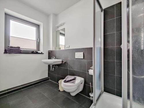 ノルダーナイにあるCornelius-03のバスルーム(トイレ、洗面台、鏡付)
