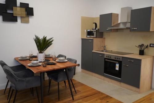 Kuchyň nebo kuchyňský kout v ubytování Real Appartments Vienna