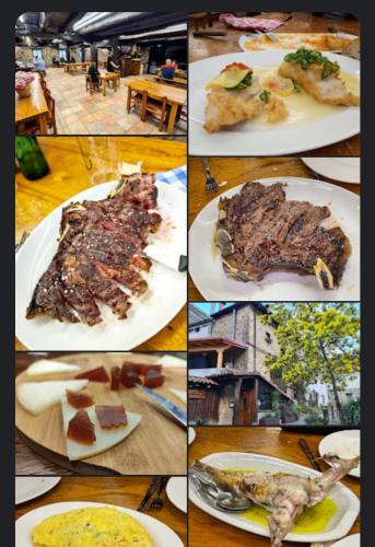 a collage of different pictures of food on plates at Apartamentos Herri Ondo REFUGIO CLIMATICO in Iturmendi