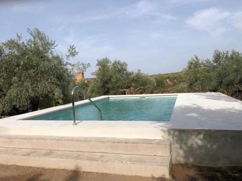 a swimming pool on top of a house at La Aragonesa in Marmolejo