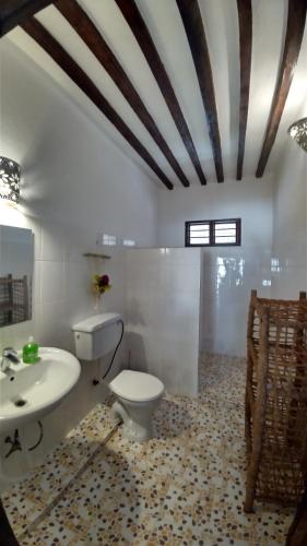a bathroom with a toilet and a sink at Wonderful Ocean Villa in Jambiani