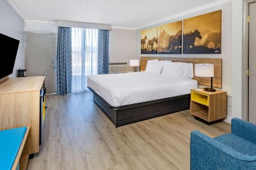 a hotel room with a bed and a tv at Days Inn by Wyndham Del Rio in Del Rio