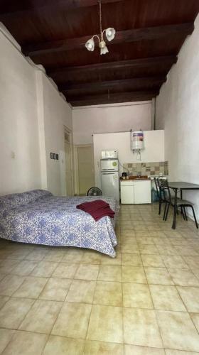 1 dormitorio con 1 cama y 1 mesa en una habitación en Monoambiente centro en San Rafael