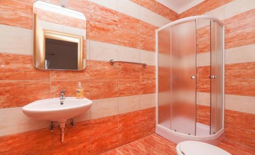 a bathroom with a sink and a shower at Apartments Barbara in Brseč