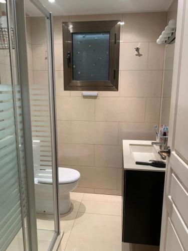 a bathroom with a toilet and a sink and a shower at Camino del Faro LALBIR Alicante in Albir