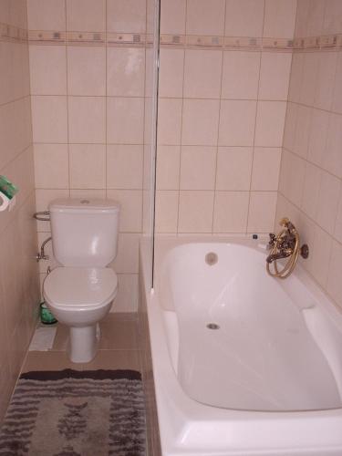 a bathroom with a toilet and a tub and a sink at Gîtes "Les Framboisiers" in Neufchâteau