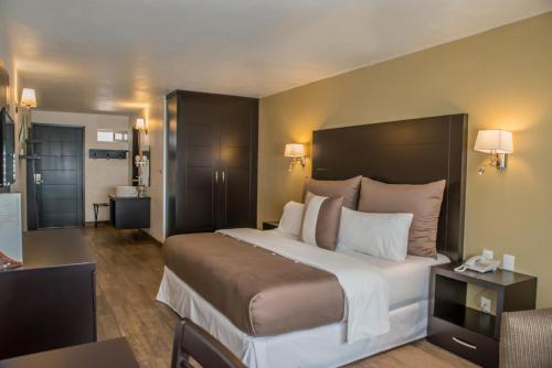 a bedroom with a large bed in a hotel room at Hotel Imperial Luxury in San Martín Texmelucan de Labastida