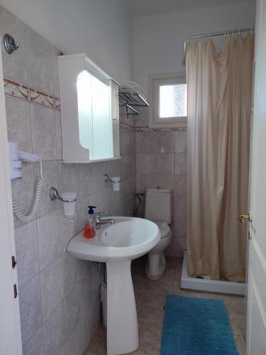 a bathroom with a sink and a toilet at Villa marina apartment2 in Ipsos