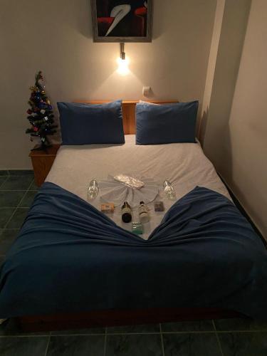 a bedroom with a bed with a christmas tree on it at CAN APART KAPLICA OTEL in Termal