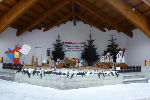 a display of christmas decorations in a building at Apartment Theresli First Floor in Saas-Almagell