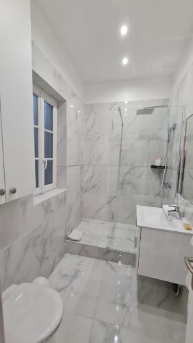 une salle de bain avec une douche, des toilettes et un lavabo dans l'établissement 157 - Urban Coco Chanel Flat in Montorgueil, à Paris